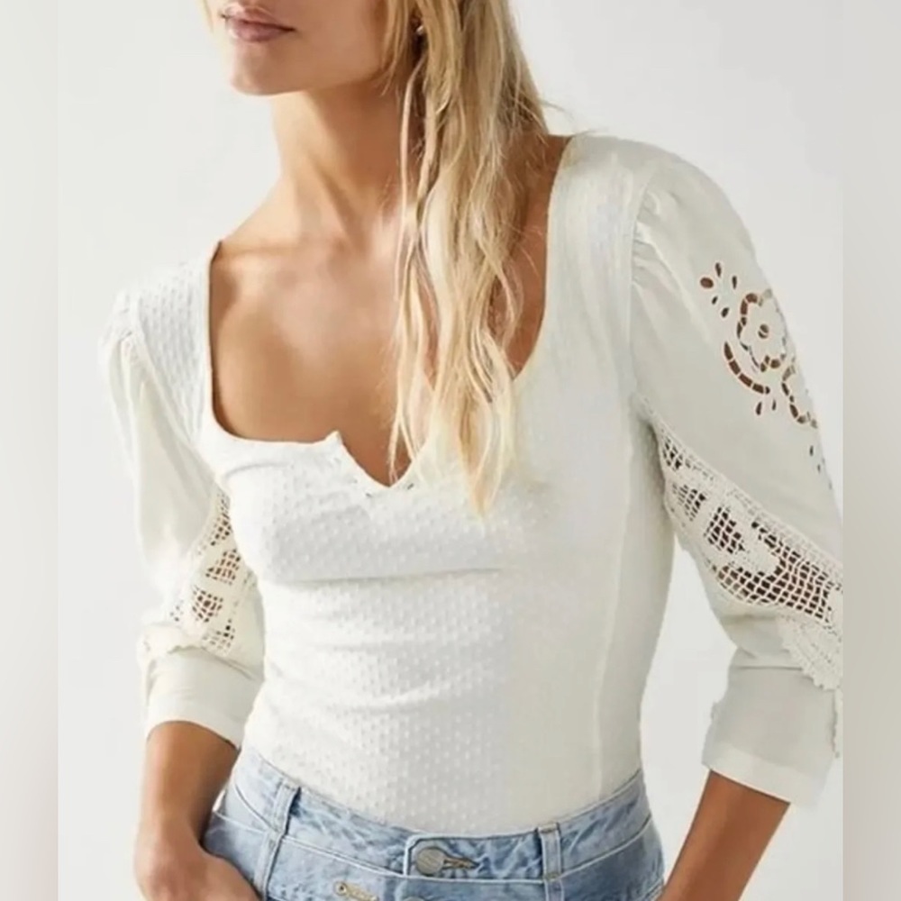 Free People Brunch Date Top in Moon Glow NWOT
